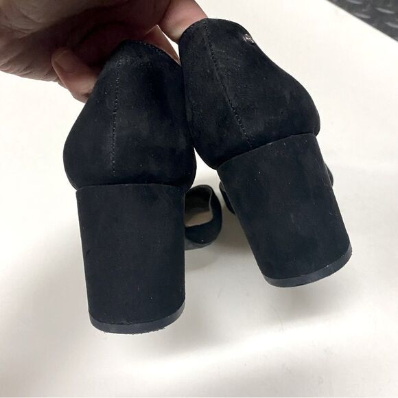 Circus Sam Edelman Black faux suede goth round toe Mary Jane pumps block heel 10 - Picture 6 of 11